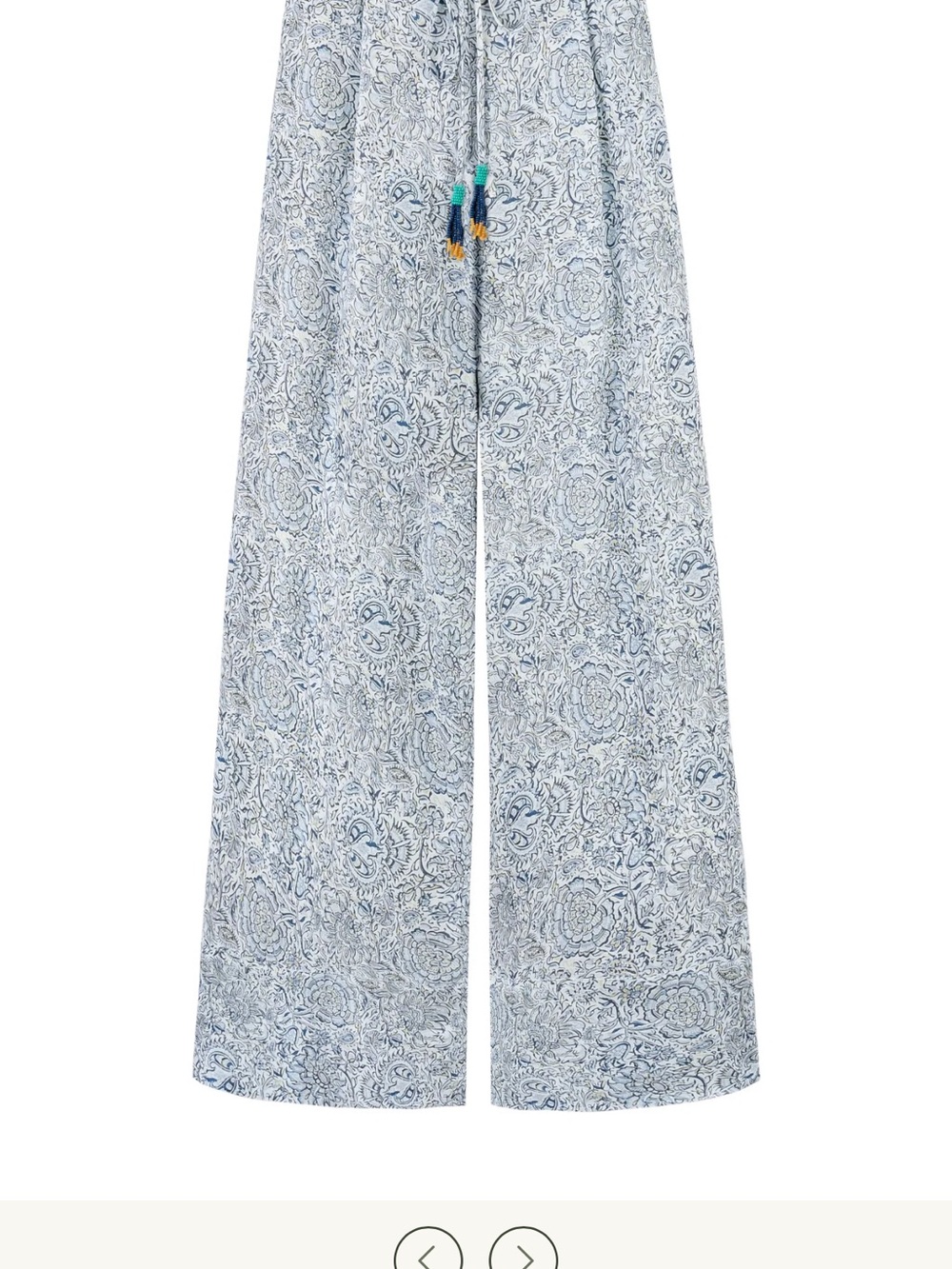 Rosewater light Blue Paisley Wide-Leg womens Pants -s/m
